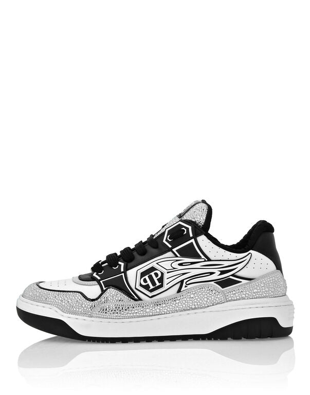 Philipp Plein Leather Low-Top Sneakers Moon Walker White Black