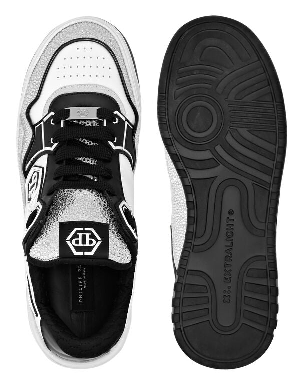Philipp Plein Leather Low-Top Sneakers Moon Walker White Black