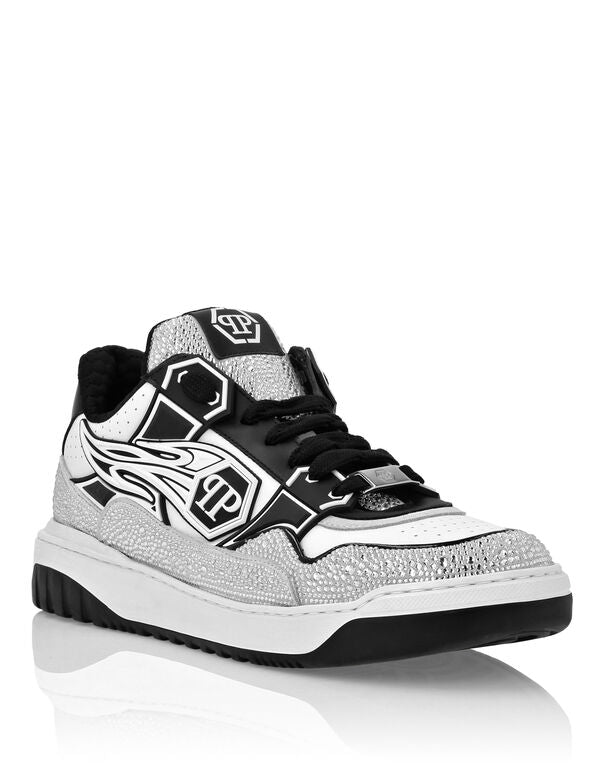 Philipp Plein Leather Low-Top Sneakers Moon Walker White Black