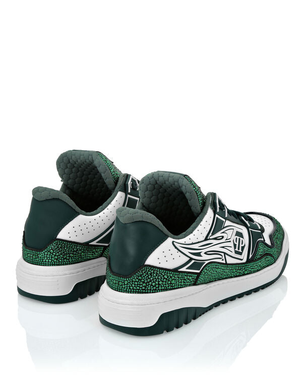 Philipp Plein Leather Low-Top Sneakers Moon Walker White/Green