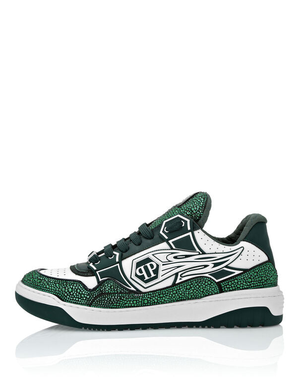 Philipp Plein Leather Low-Top Sneakers Moon Walker White/Green