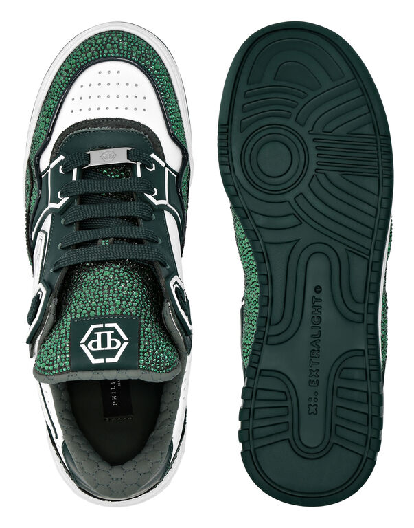 Philipp Plein Leather Low-Top Sneakers Moon Walker White/Green