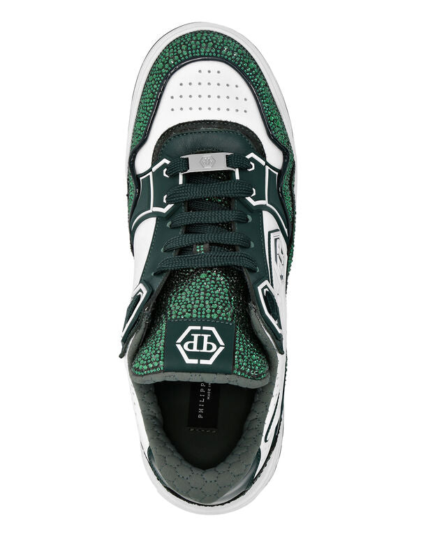Philipp Plein Leather Low-Top Sneakers Moon Walker White/Green