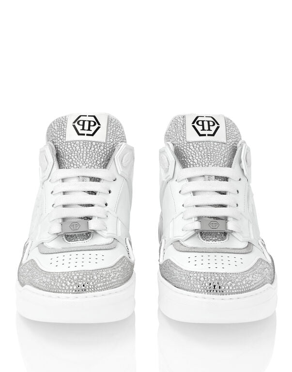 Philipp Plein Leather Low-Top Sneakers Moon Walker White
