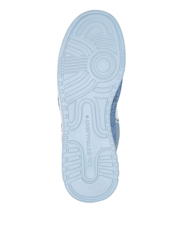 Philipp Plein Leather Low-Top Sneakers Moon Walker white / light blue