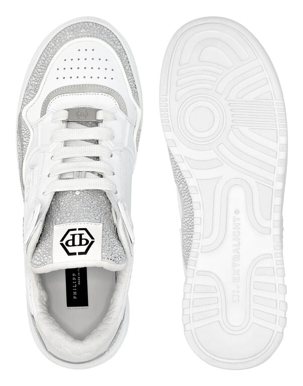 Philipp Plein Leather Low-Top Sneakers Moon Walker White
