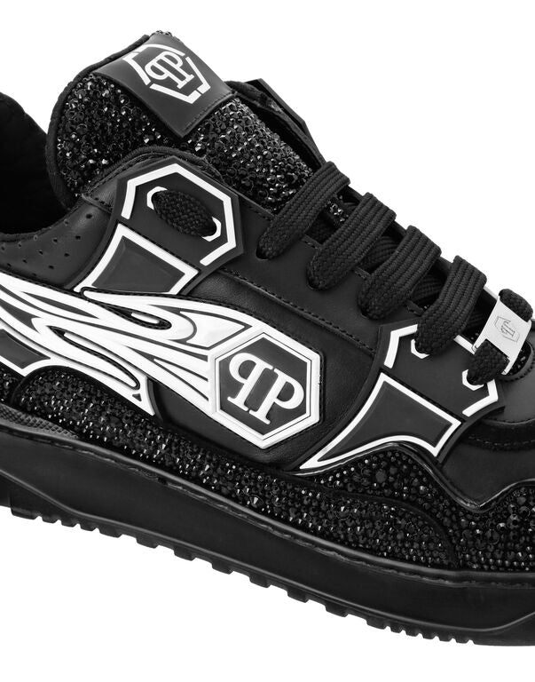 Philipp Plein Leather Low-Top Sneakers Moon Walker Triple Black