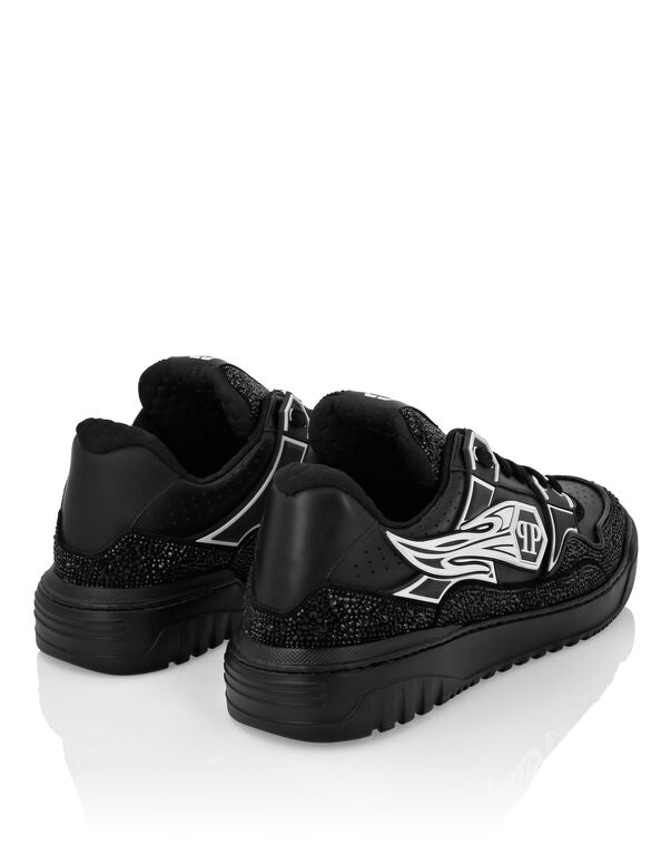 Philipp Plein Leather Low-Top Sneakers Moon Walker Triple Black