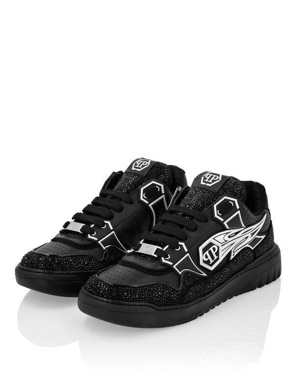 Philipp Plein Leather Low-Top Sneakers Moon Walker Triple Black