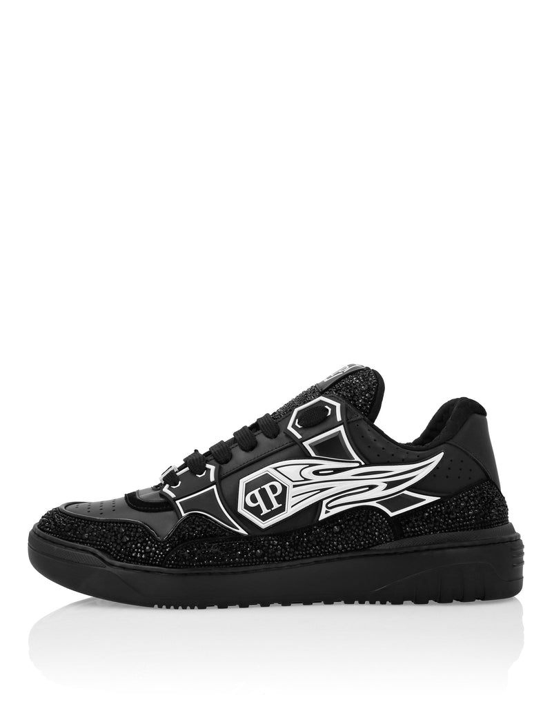 Philipp Plein Leather Low-Top Sneakers Moon Walker Triple Black