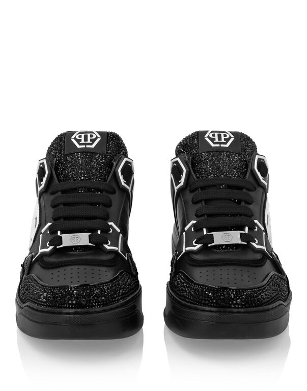 Philipp Plein Leather Low-Top Sneakers Moon Walker Triple Black