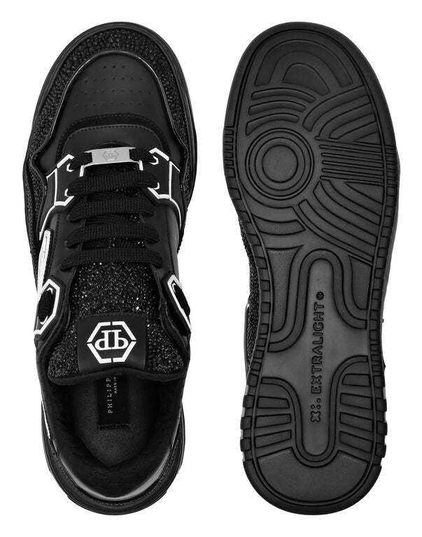 Philipp Plein Leather Low-Top Sneakers Moon Walker Triple Black