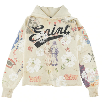 Saint Mxxxxxx x Denim Tears Graffiti Hoodie Gray