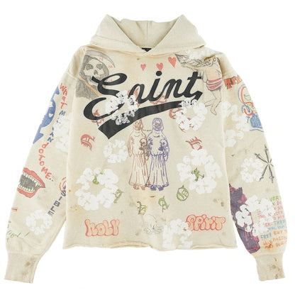 Saint Mxxxxxx x Denim Tears Graffiti Hoodie Grey