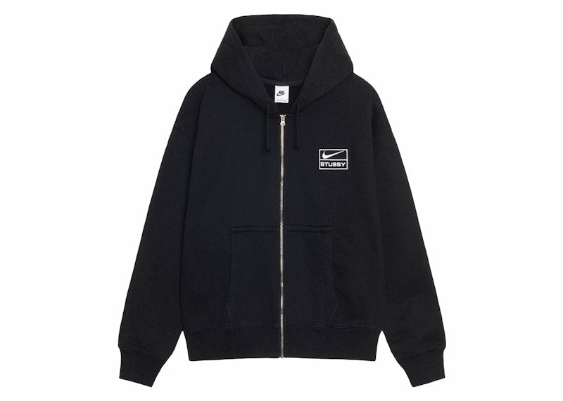 Stussy x Nike Stone Washed Fleece Zip Hoodie Black