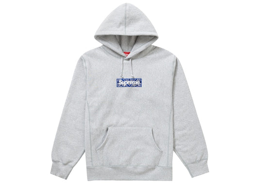 Supreme Bandana Box Logo Hooded Sweatshirt Heather Grey