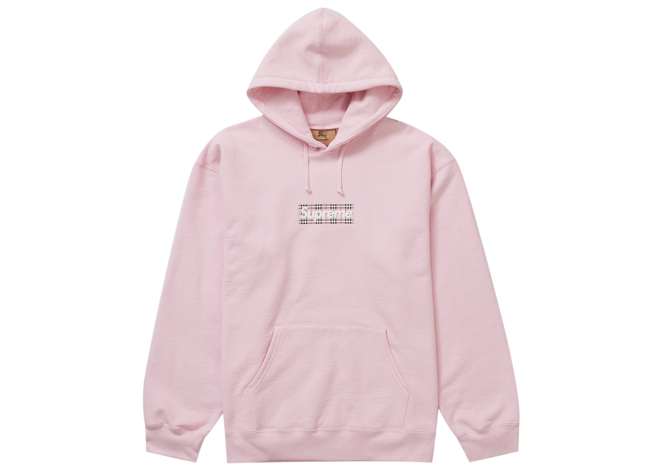 Supreme Burberry Box Logo Hooded Sweatshirt Light Pink