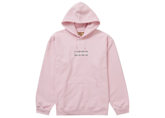 Supreme Burberry Box Logo Hooded Sweatshirt Light Pink