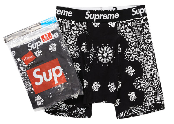 Supreme Hanes Bandana Boxer Briefs (2 Pack) Black