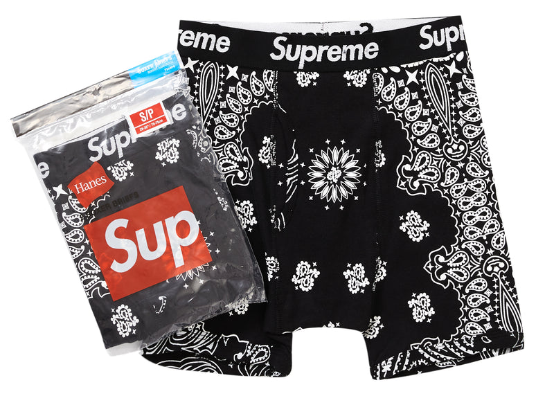 Supreme Hanes Bandana Boxer Briefs (2 Pack) Black
