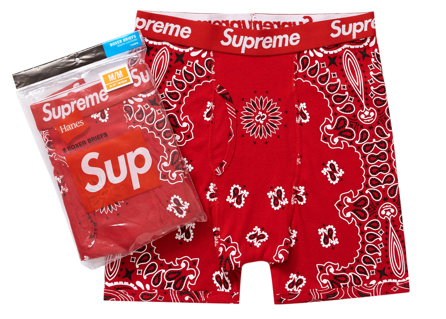 Supreme Hanes Bandana Boxer Briefs (2 Pack) Red