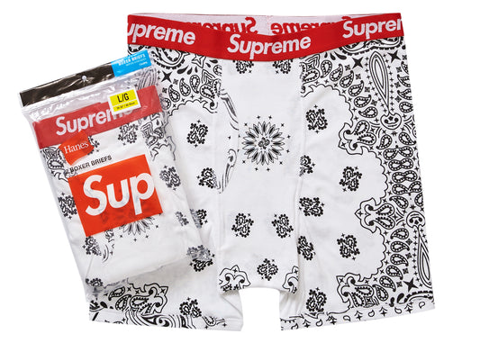 Supreme Hanes Bandana Boxer Briefs (2 Pack) White 