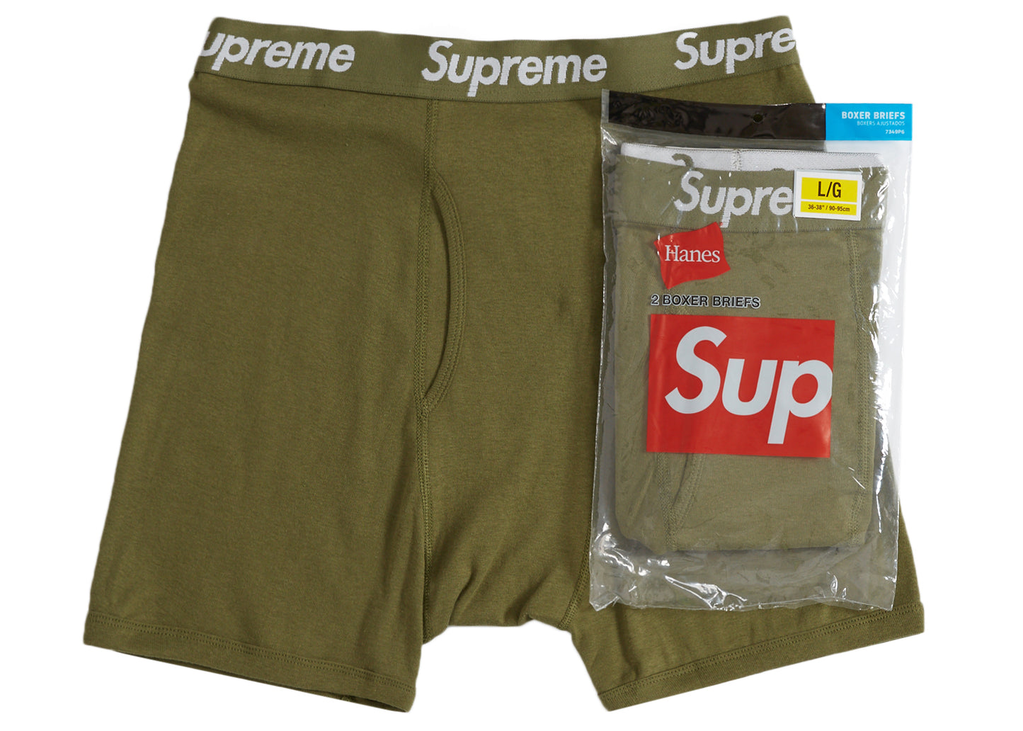 Supreme Hanes Boxer Briefs (2 Pack) Olive