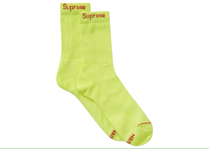 Supreme Hanes Crew Socks (4 Pack) Flourescent Yellow