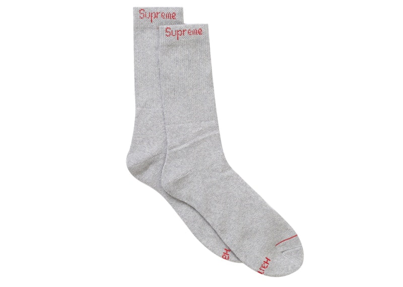 Supreme Hanes Crew Socks (2 Pack) Heather Grey