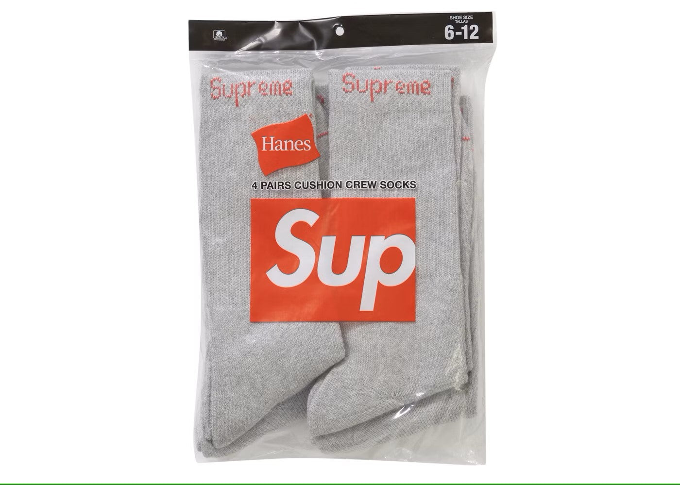 Supreme Hanes Crew Socks (2 Pack) Heather Gray