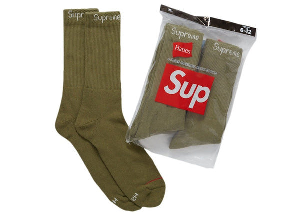 Supreme x Hanes Crew Socks (2 Pack) 'Olive'