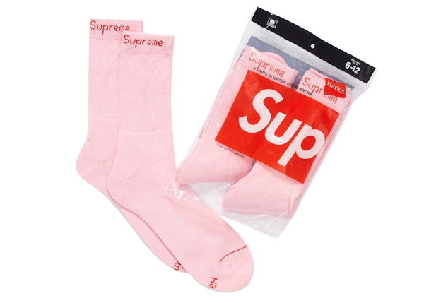 Supreme Hanes Crew Socks (2 Pack) Pink