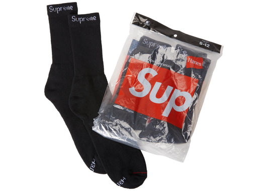 Supreme Hanes Socks (2 Pack) Black