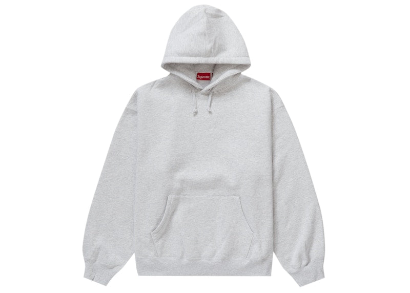 Supreme Satin Appliqué Hooded Sweatshirt Heather Grey