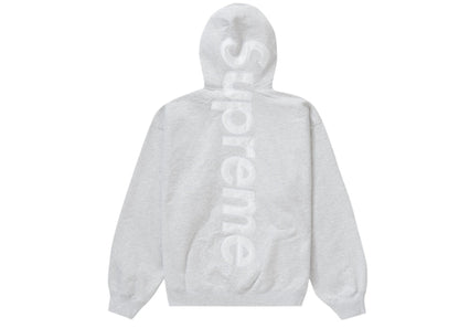 Supreme Satin Appliqué Hooded Sweatshirt Heather Grey