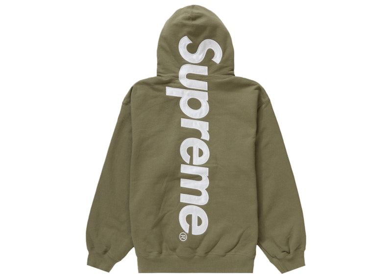 Supreme Satin Appliqué Hooded Sweatshirt (FW23) Light Olive