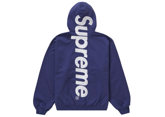 Supreme Satin Appliqué Hooded Sweatshirt (FW23) Washed Navy