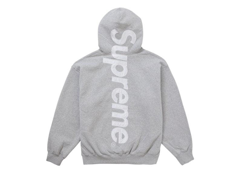 Supreme Satin Applique Hooded Sweatshirt (FW24) Heather Grey