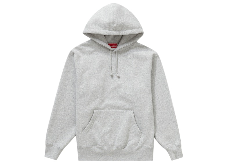 Supreme Satin Appliqué Hooded Sweatshirt Heather Grey