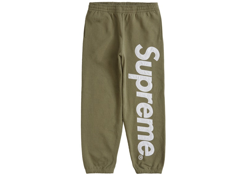 Supreme Satin Appliqué Sweatpant (FW23) Light Olive