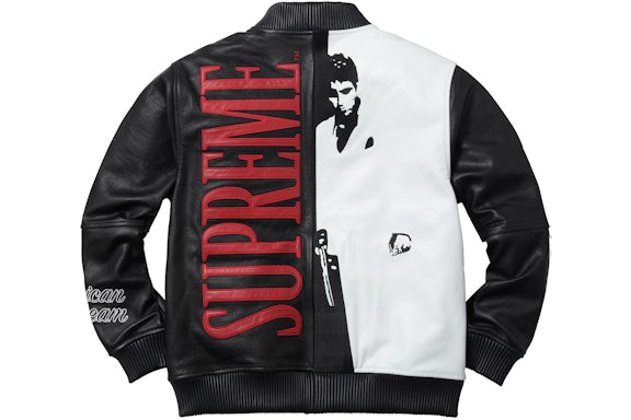 Supreme Scarface Embroidered Leather Jacket Black