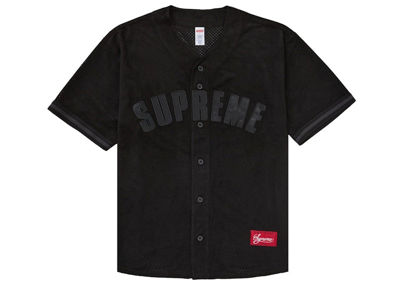 Supreme Ultrasuede Mesh Baseball Jersey Black