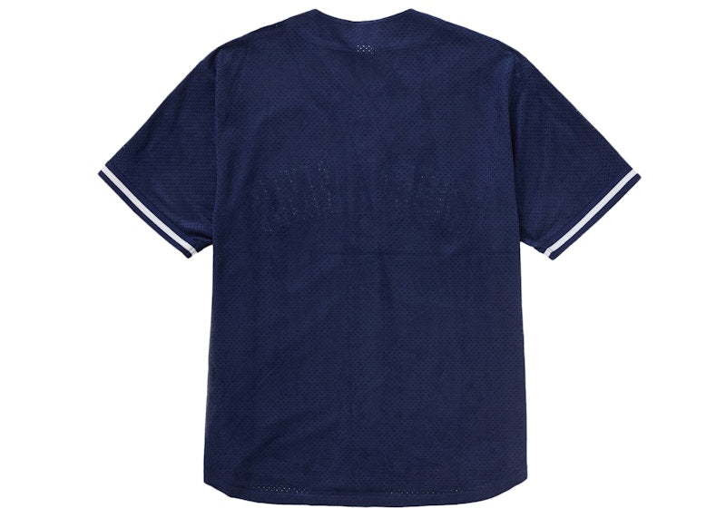 Supreme Ultrasuede Mesh Baseball Jersey Navy