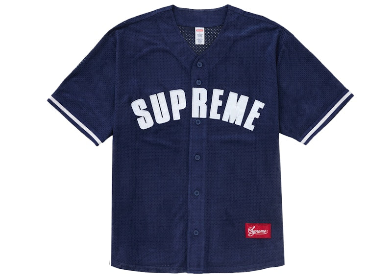 Supreme Ultrasuede Mesh Baseball Jersey Navy