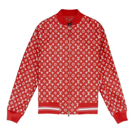 Veste de baseball en cuir Supreme x Louis Vuitton Rouge