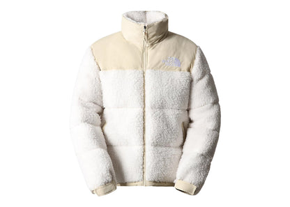 The North Face Veste Nuptse en duvet de sauvagine recyclé à poils longs 600 Gardénia Blanc-Gravel