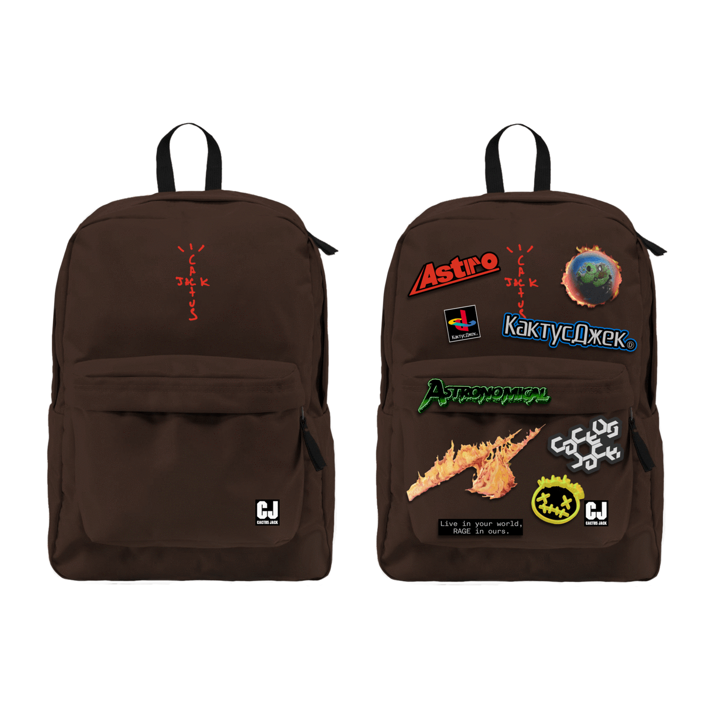 Travis Scott Cactus Jack Sac à dos avec patch Marron