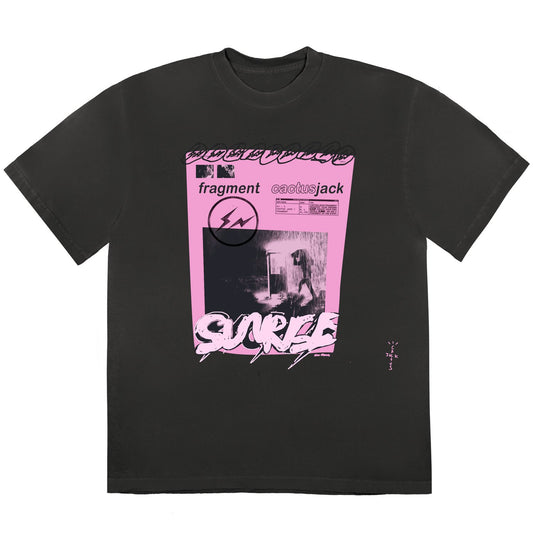 Travis Scott Cactus Jack pour Fragment Pink Sunrise T-shirt noir délavé