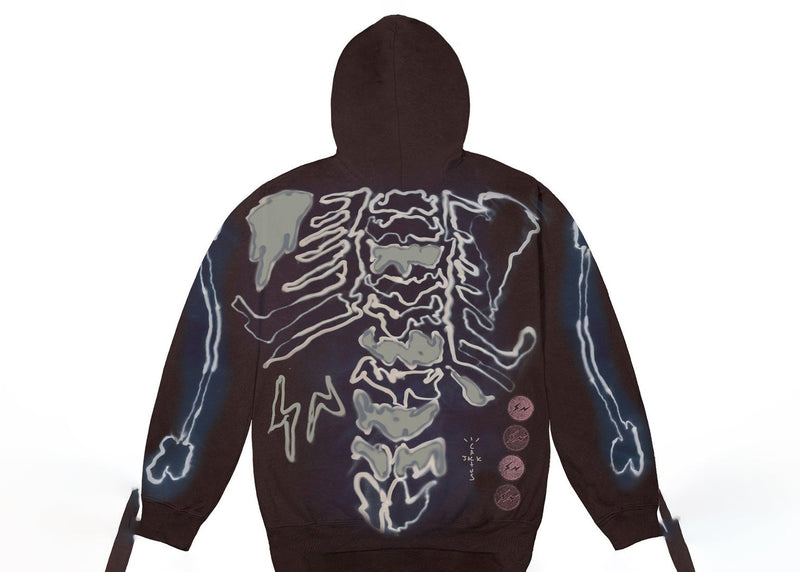 Travis Scott Cactus Jack For Fragment Skeleton Graffiti Full Zip Hoodie Multi