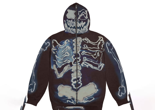 Travis Scott Cactus Jack For Fragment Skeleton Graffiti Sweat à capuche zippé Multi